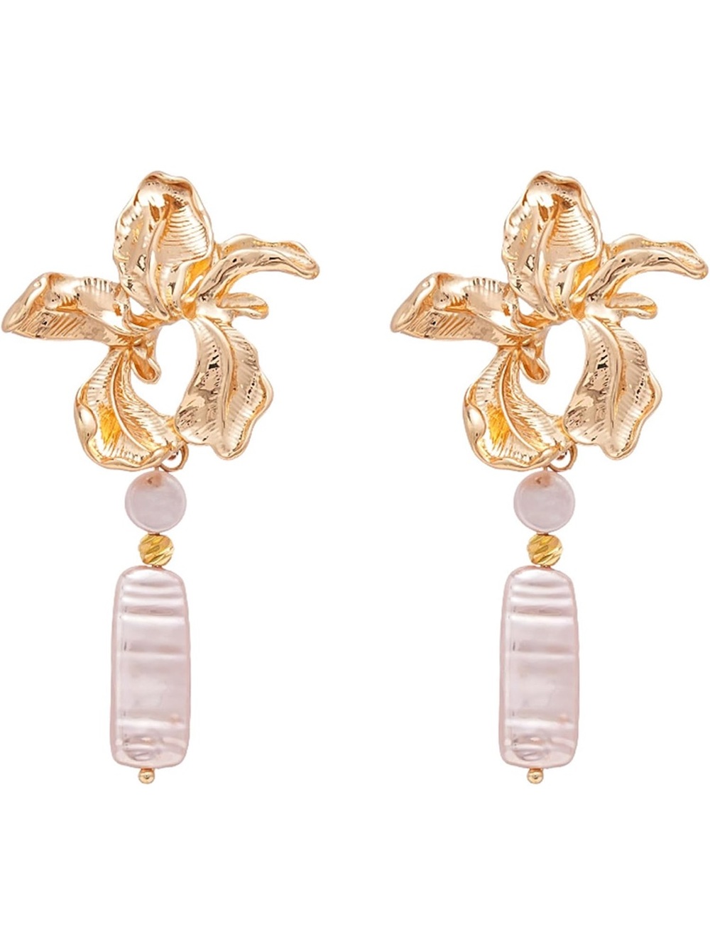 Flower Earrings Pink Vintage Retro Gold Tone Daisy Sunflower Teardrop E1E2